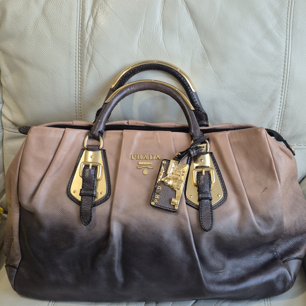 Prada Brown Leather Briefcase with Sleek Design